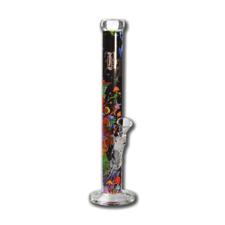 Black Leaf Mushroom Tree Cylinder Glass Bong