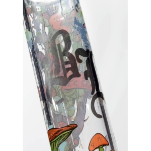 Black Leaf Bong Cilindrico in Vetro Trasparente con Albero di Funghi