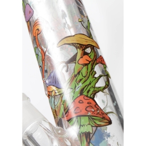 Black Leaf Bong Cilindrico in Vetro Trasparente con Albero di Funghi