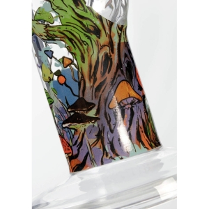 Black Leaf Bong Cilindrico in Vetro Trasparente con Albero di Funghi