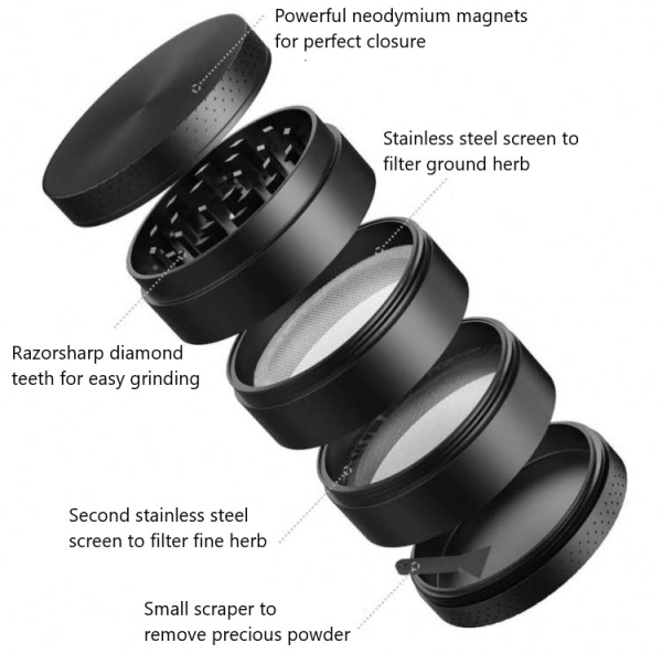Sin marca Aluminum grinder 5-piece