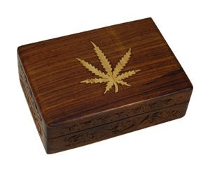 Merkloos Houten box Leaf L