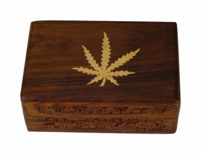 Merkloos Houten box Leaf M